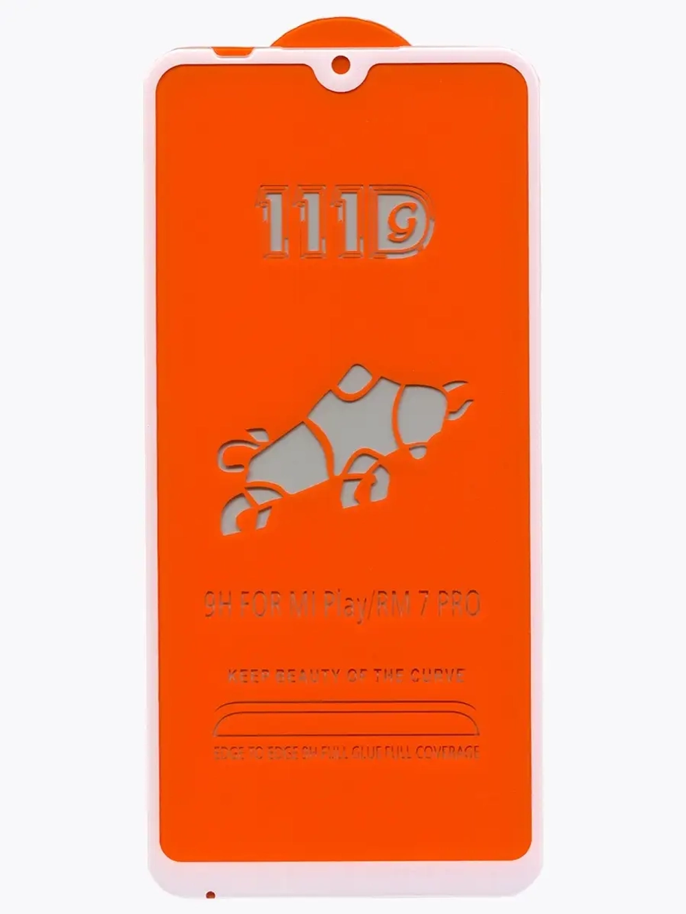 Защитное стекло Glass для Xiaomi Mi Play, полный клей 111D, белая рамка