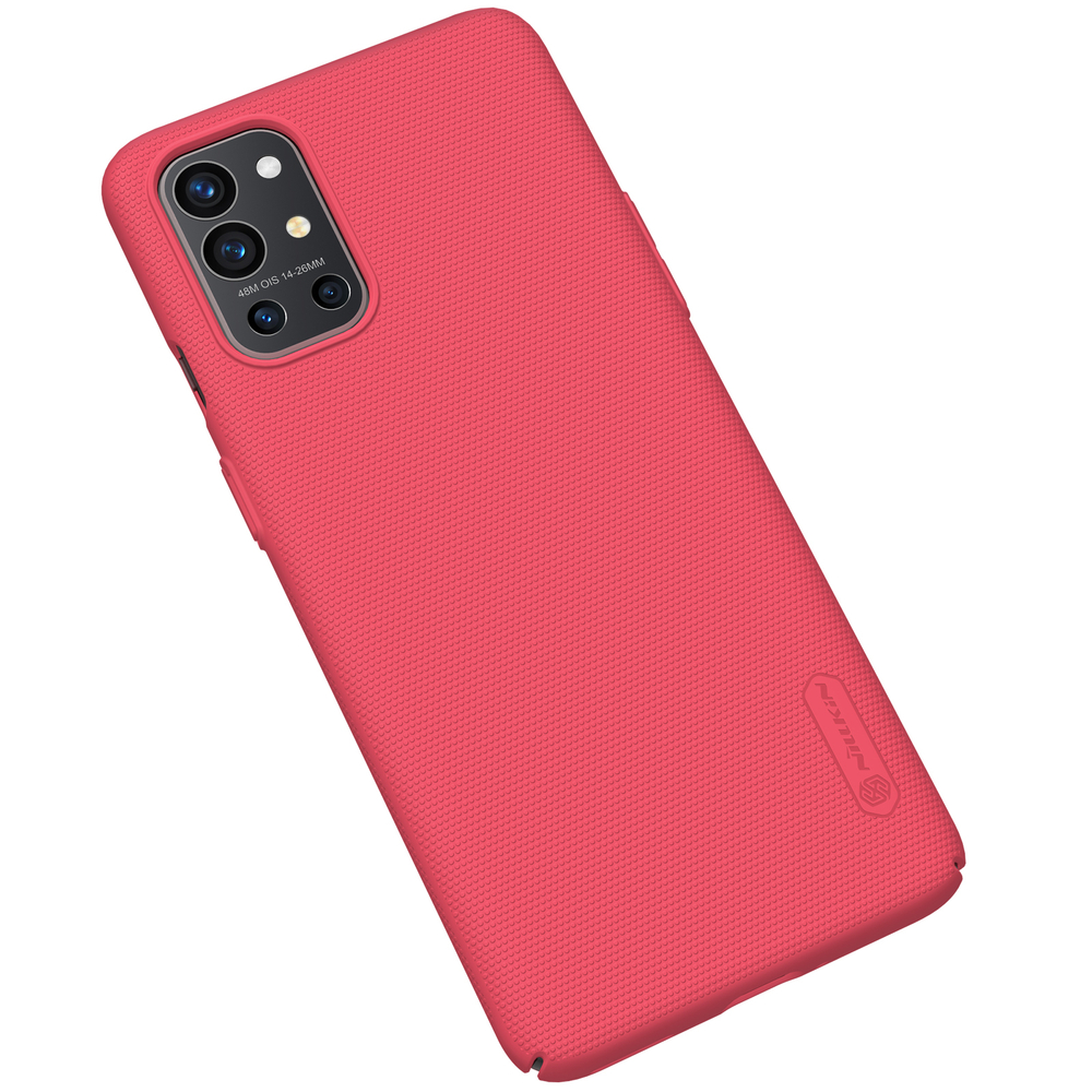 Тонкий жесткий чехол от Nillkin красного цвета (Bright Red) для OnePlus 9R, серия Super Frosted Shield
