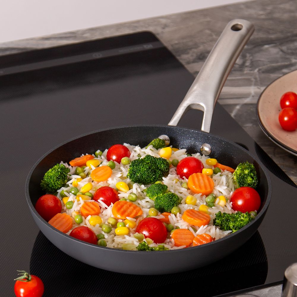 СКОВОРОДА C АНТИПРИГАР. 3Х СЛОЙНЫМ ПОКРЫТ. DAIKIN, СЕРИЯ "CHEF" AGNESS 22*4.5CM, АНОДИРОВАН.АЛЮМИНИЙ