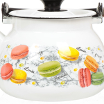 Чайник сталь, эмал, 3 л, с декором, ручк металл, Керчь, Цветное печенье, бел, 42104-122/6-У4