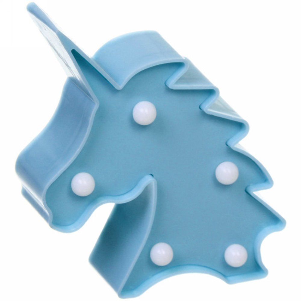 Светильник «Disko-Единорог» 13*11,5см на батарейках, 5 LED ламп, цвет голубой