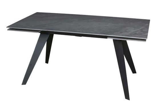 Стол "РЕЙН" 160-240, керамика Bonix Grey глянцевый, опоры черный муар