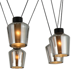 Люстра подвесная 6x40Вт E27, металл/стекло, черный, дымчатый плафон