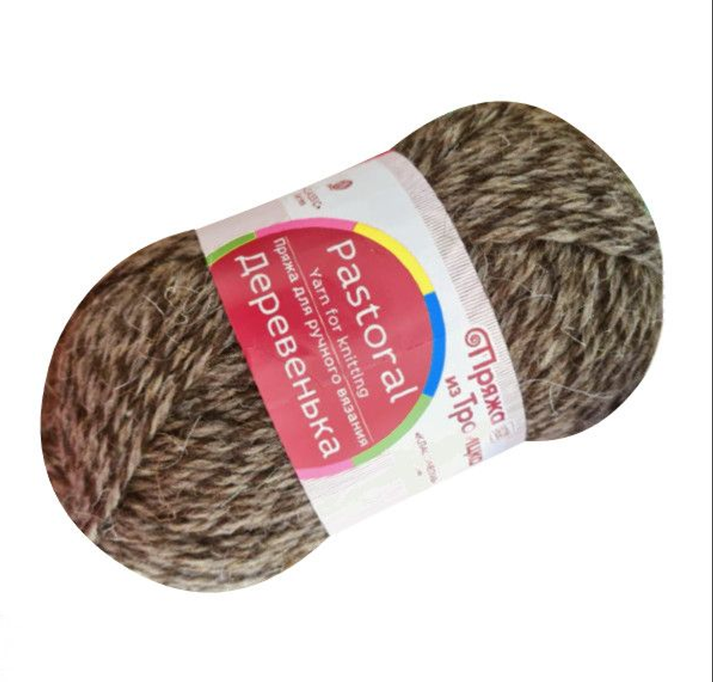 Пряжа &quot;Деревенька&quot;, 100% Шерсть, 100гр, 170 м, серый/коричневый