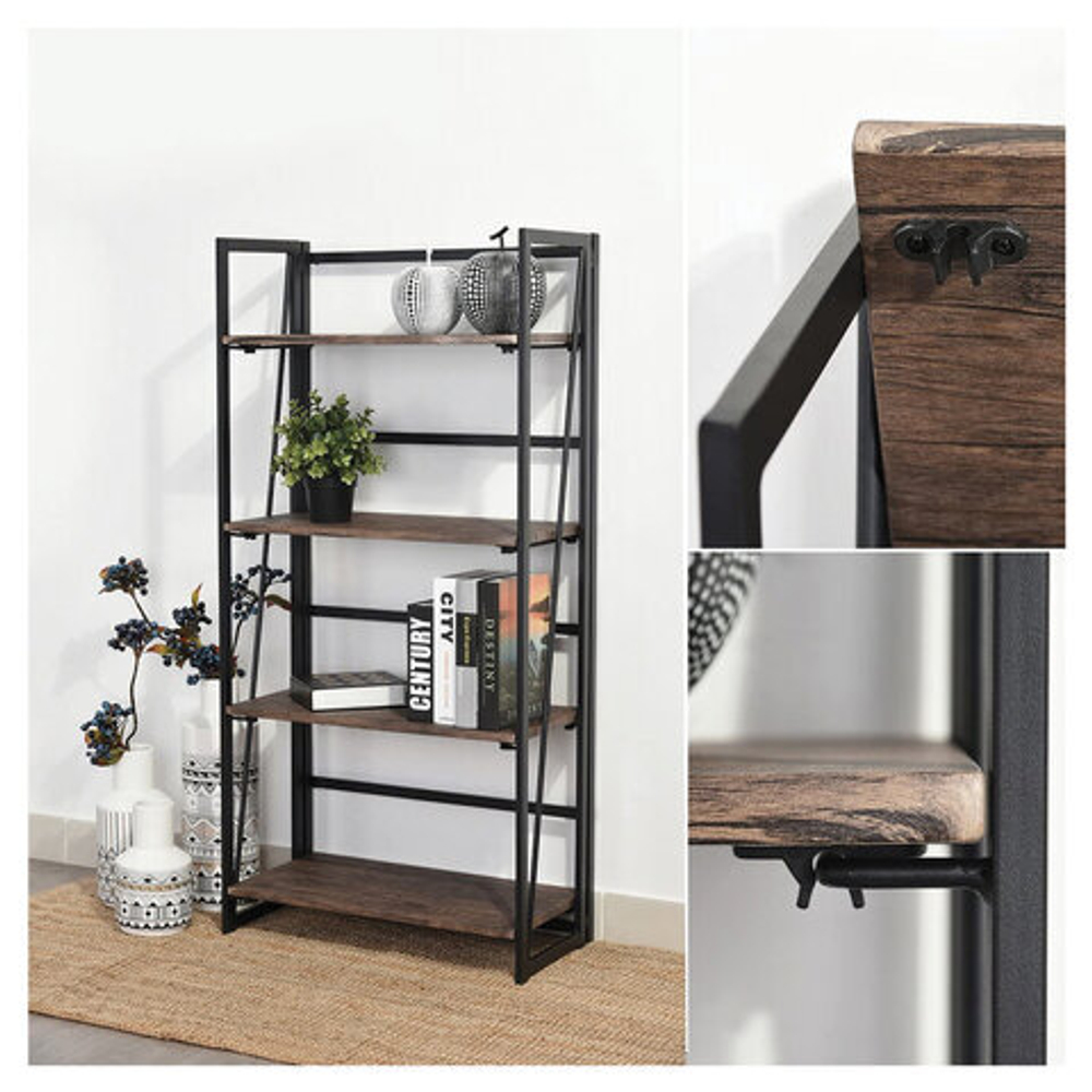 Стеллаж на металлокаркасе "BRABIX LOFT SH-001", 600х300х1250, складной, цвет морёный дуб, 641228