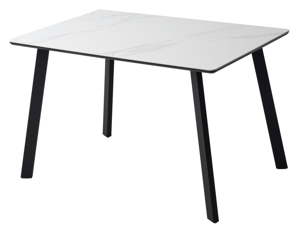 Стол ТИК ТАК 120  Белый мрамор MATTE, керамика / Черный каркас М-City