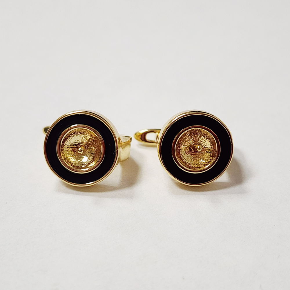 Ювелирные швензы (для вклейки) позолота, черная эмаль, люкс фурнитура ⭐️