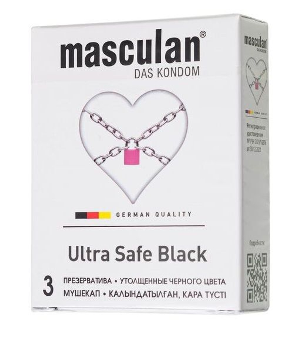 Ультрапрочные презервативы Masculan Ultra Safe Black - 3 шт. (презервативы для анального секса)