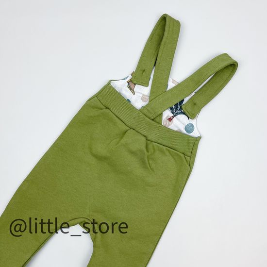 Полукомбинезон из футера с начесом, Хаки