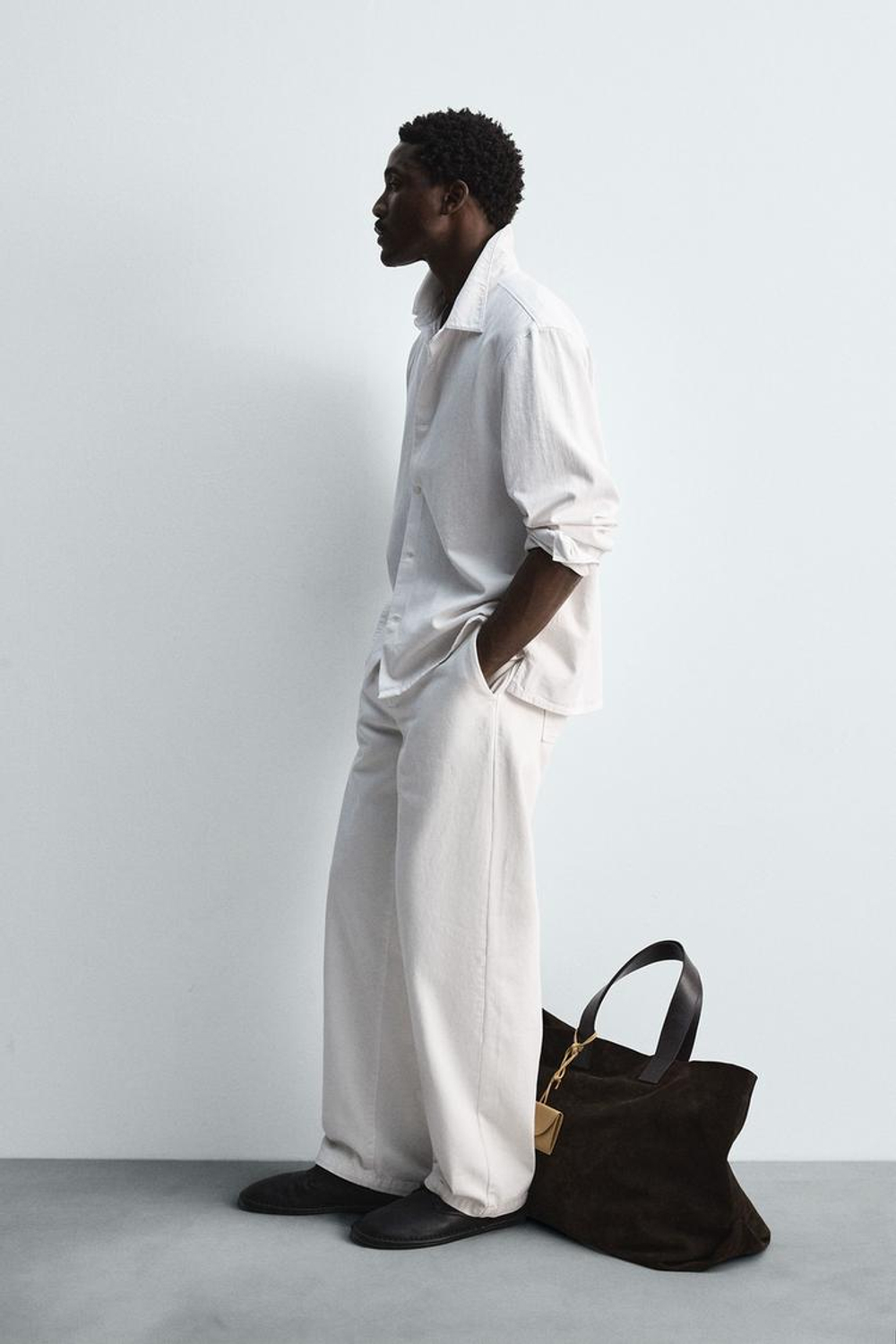 ZARA ЛЕГКАЯ ДЖИНСОВАЯ РУБАШКА LIMITED EDITION, ЖЕЛТОВАТО-БЕЛЫЙ