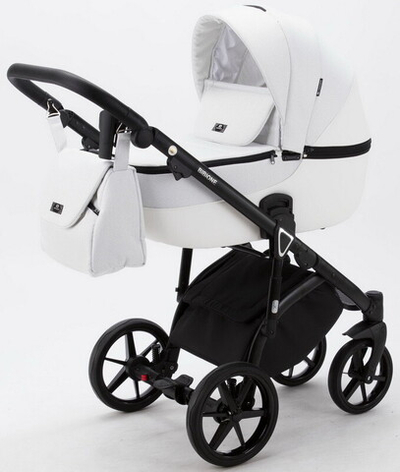 Детская коляска Adamex Bibione 3 в 1 BI-PS76 (БЕЛАЯ РОГОЖКА+БЕЛ.КОЖА)