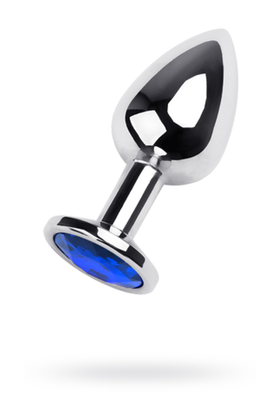 Анальная втулка с кристаллом Medium синий 8 см