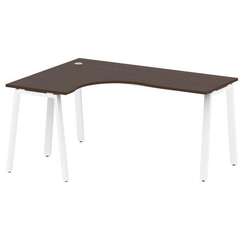 Metal System Стол криволинейный левый на А-образном м/к БА.СА-4 (L) Венге Цаво/Металл Белый 1600*120