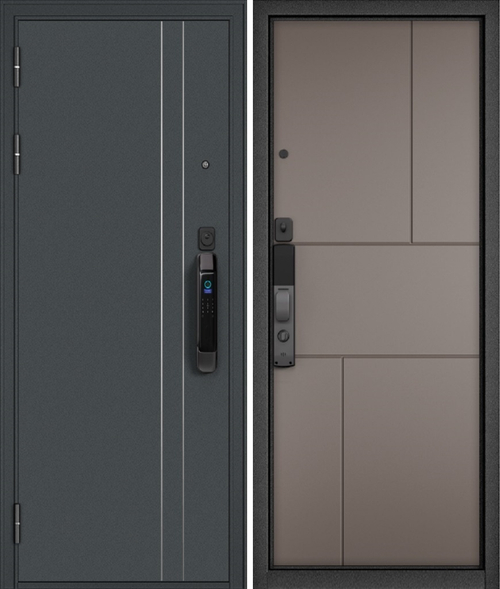 Входная дверь Мастино City Smart D5/182 Чёрный муар - Эмаль капучино