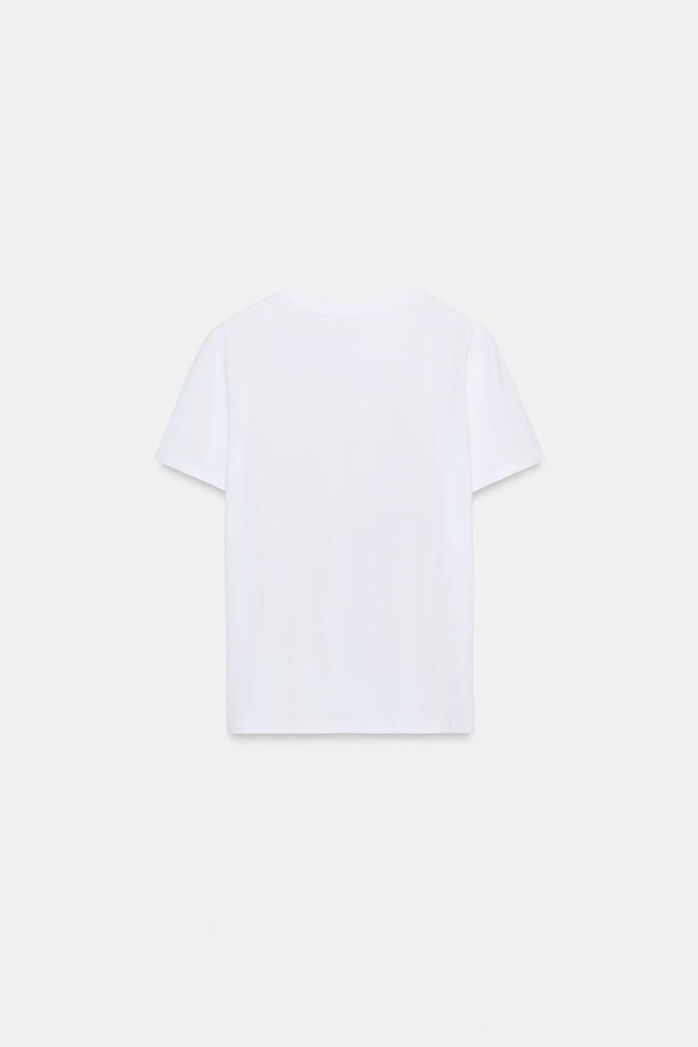 ZARA ФУТБОЛКА С МЕТАЛЛИЗИРОВАННЫМ ПРИНТОМ, БЕЛЫЙ