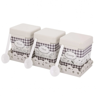 Набор емкостей 3шт 1,2л "Плетенка" на подставке