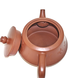 257043 Чайник ИСИН "Чжу Чху Основание колонны", 180мл, исинская глина, красный с рисунком