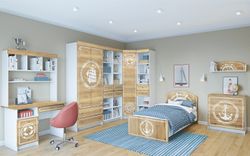 Надстройка "Юнга" НД 1040.1 (белый/дуб цикорий), ЛДСП, ДСВ Мебель, г. Пенза