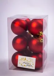 Набор пластиковых шаров Вероника 60 мм., красный матовый, 12 шт., ЕлкиТорг (150200)