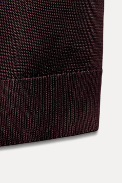 ZARA ТРИКОТАЖНЫЙ ТОП С ЗОЛОТИСТОЙ ДЕТАЛЬЮ, БОРДОВЫЙ