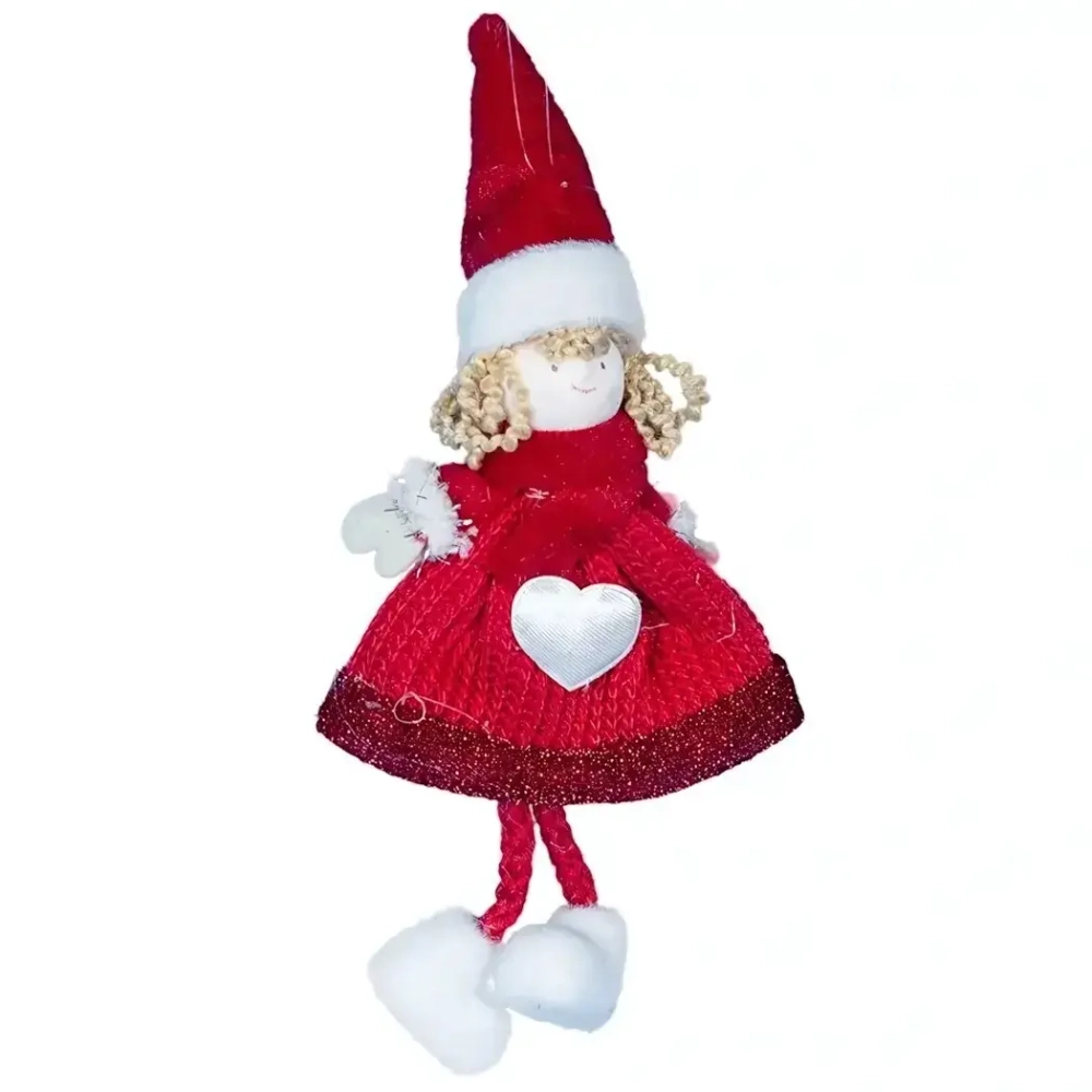 Новогоднее украшение Ангел 18см красн.