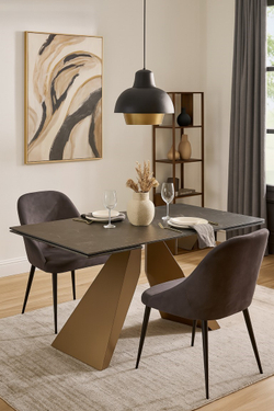 Стол ALES 180 BLACK GRAVE SOLID CERAMIC, керамика / бронзовый, ®DISAUR