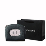PINK·LAND Genuine Cow Leather Card Holder Regular Women"s Black/Orange/Sea Blue/Yellow