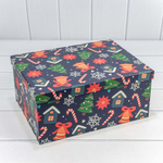 Коробка 34 х 26 х 15.3 см Набор 10 шт "Новый год" (Синий)