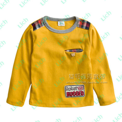 Лонгслив детский с карманом и деталями отделки в клетку