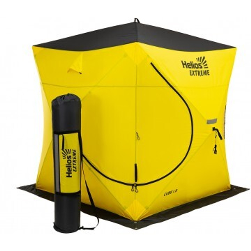 Зимняя палатка Helios CUBE EXTREME 1.8 с широким входом, желтый/черный