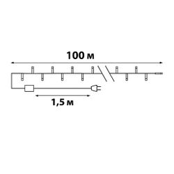 ULD-S10000-1000-DGA WHITE IP20 Гирлянда светодиодная. 100м. 1000 светодиодов. Белый свет. Провод зеленый. ТМ Uniel