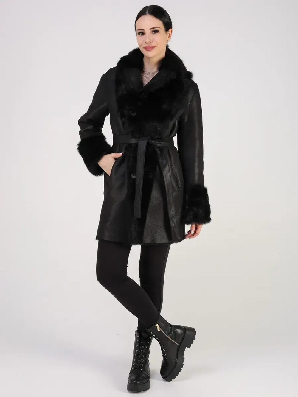 Дубленка зимняя шуба натуральная двусторонняя