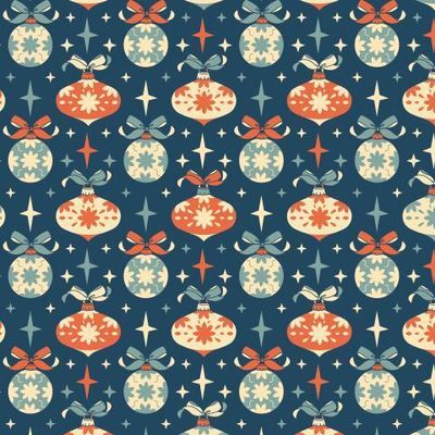 Яркий ретро-узор из рождественских елочных шаров