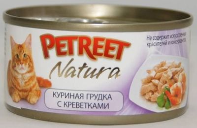 Влажный корм Petreet для кошек, куриная грудка с креветками 70г