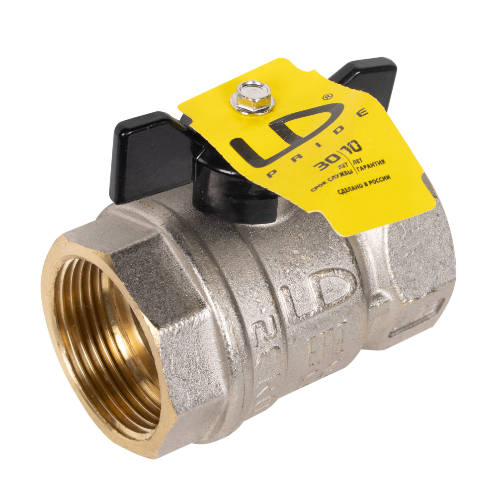 Кран шаровой латунный LD Pride 47.32.B-B.Б Ду 32 Ру 25 вн-вн, (бабочка)