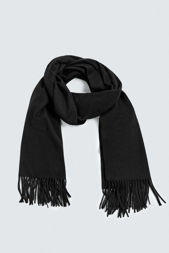 ZARA ШАРФ С БАХРОМОЙ, ЧЕРНЫЙ