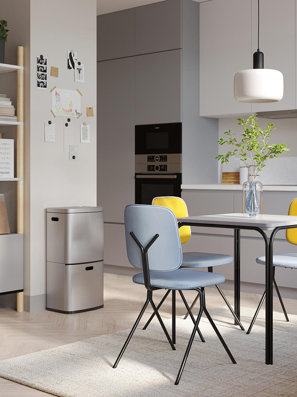 Стул LATITUDE Ror, Y, велюр, черный/голубой/желтый