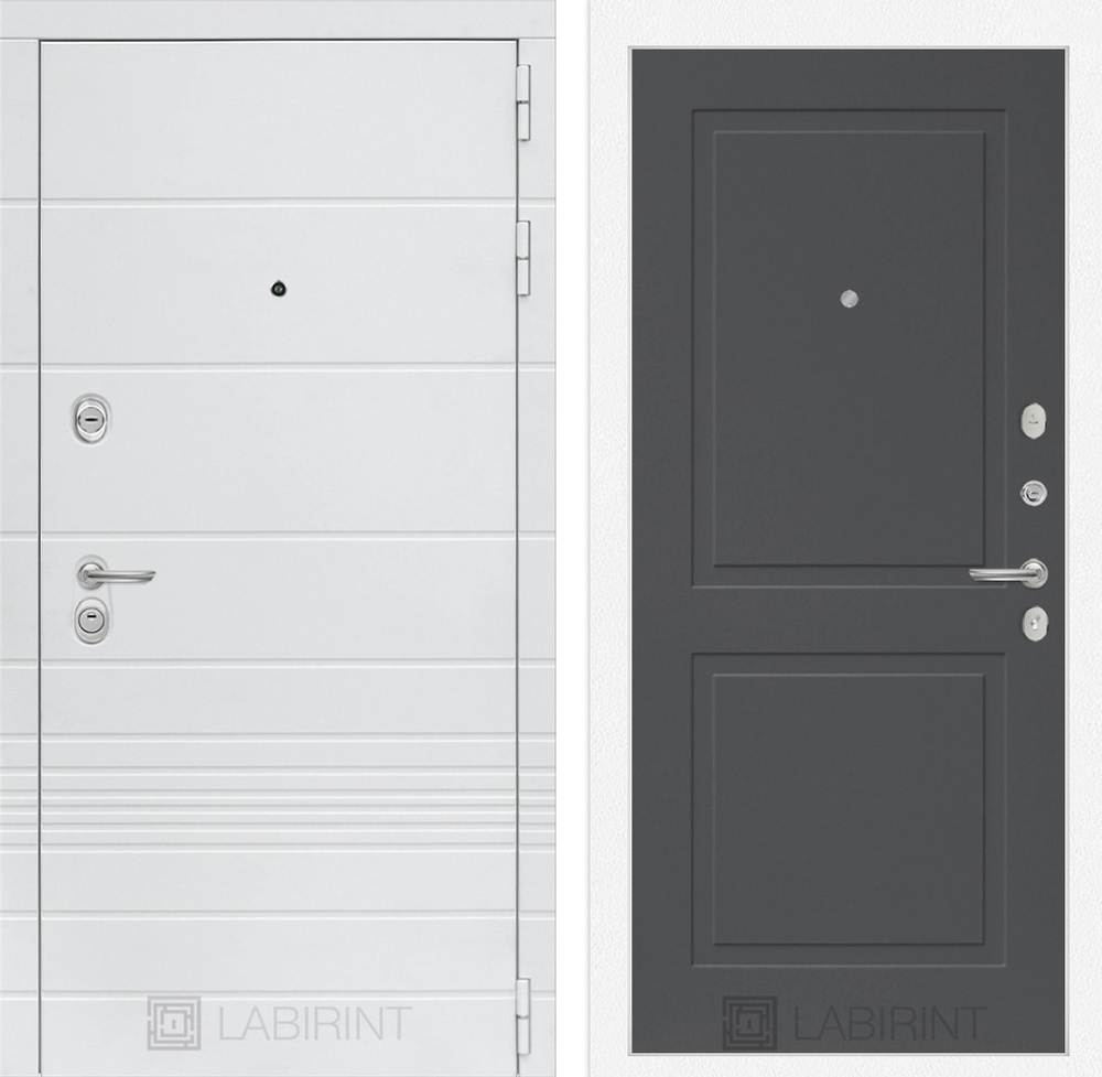 Входная дверь белая Лабиринт Trendo (Трендо) Белый камень 11 Графит софт