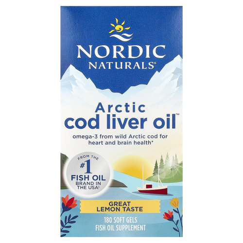 Nordic Naturals, Arctic Cod Liver Oil™, лимон, 180 капсул