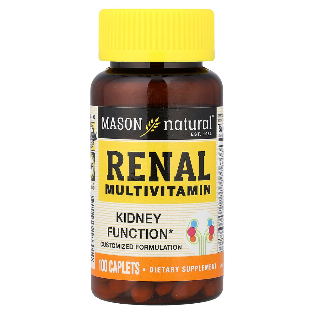 Mason Natural, мультивитамины для почек, 100 капсул