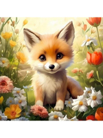 Картина по номерам 30х30см. "Малыши. Лисёнок в цветах" 20цв. коробка (арт. Х-6336)