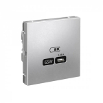 ARTGALLERY USB РОЗЕТКА тип-С 65Вт высокоскор.заряд. QC, PD, механизм, АЛЮМИНИЙ