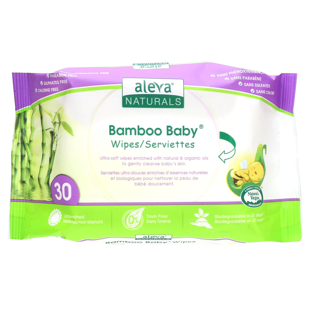 Aleva Naturals, бамбуковые салфетки, для детей, 30 шт.