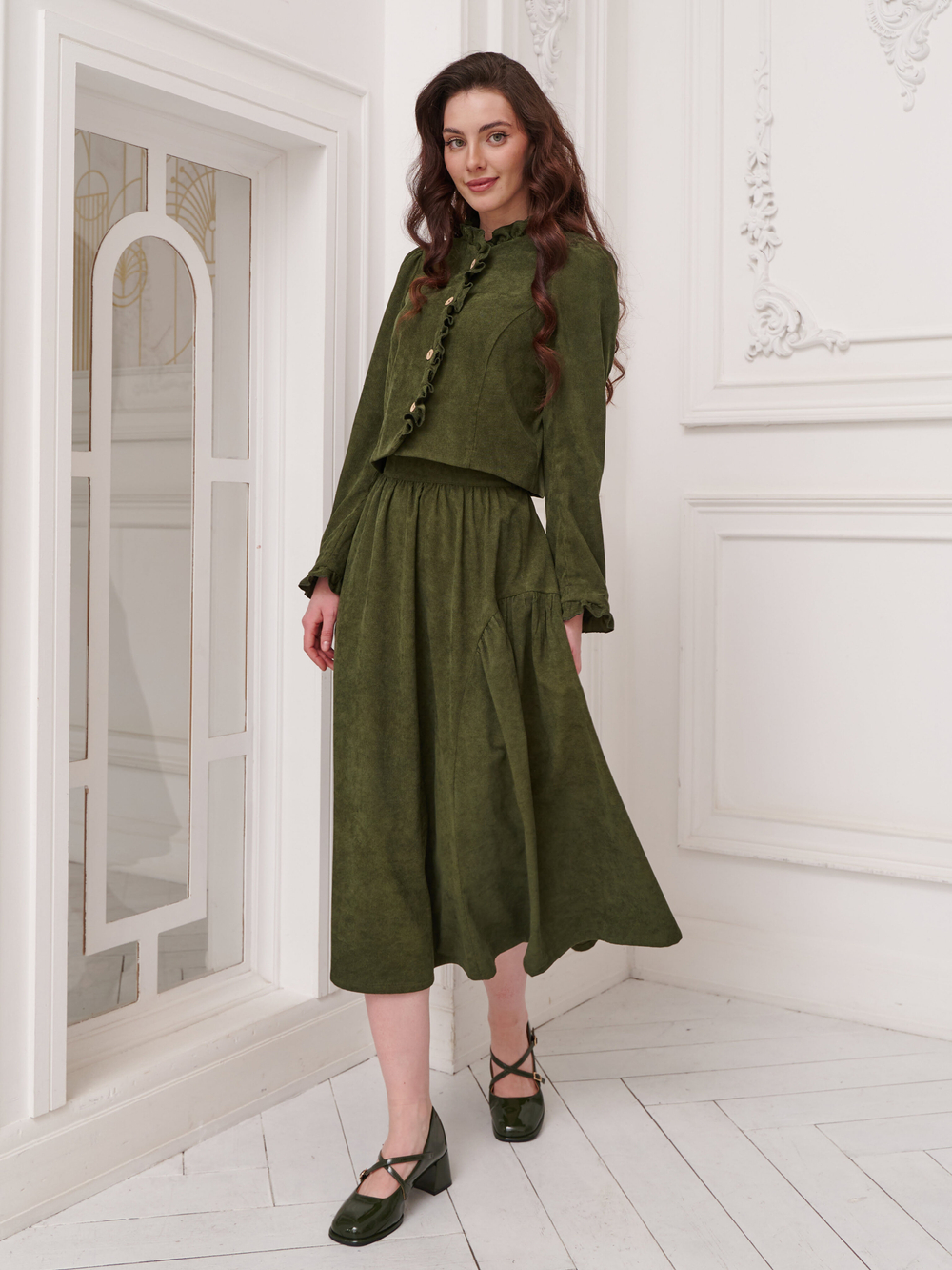 Юбка бохо вельветовая миди