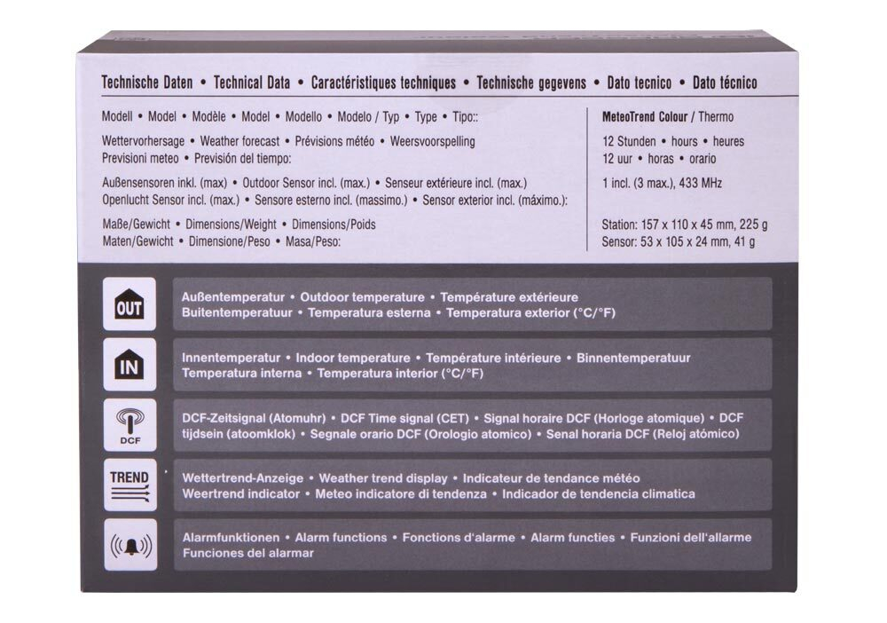 Метеостанция Bresser MeteoTrend Colour с радиоуправлением, черная