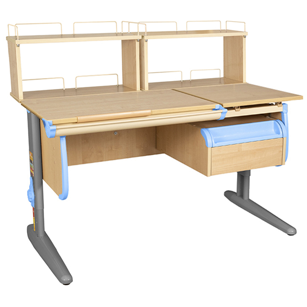 Растущая парта СУТ 25 с задними полками СУТ.15.240 и навесной тумбой (1200×880 мм)