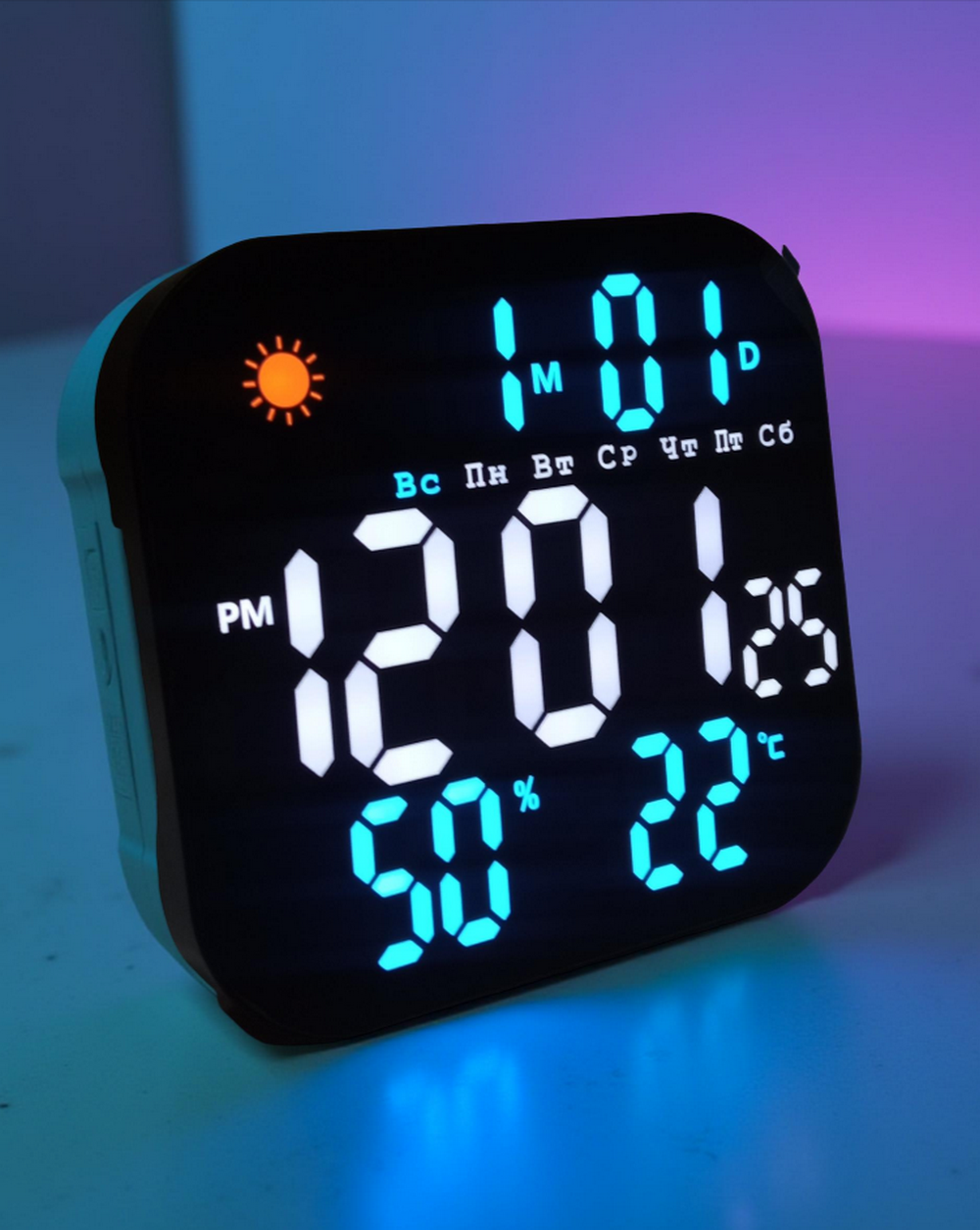 Часы-будильник настенные Gaosiio DS-3828L White&Blue