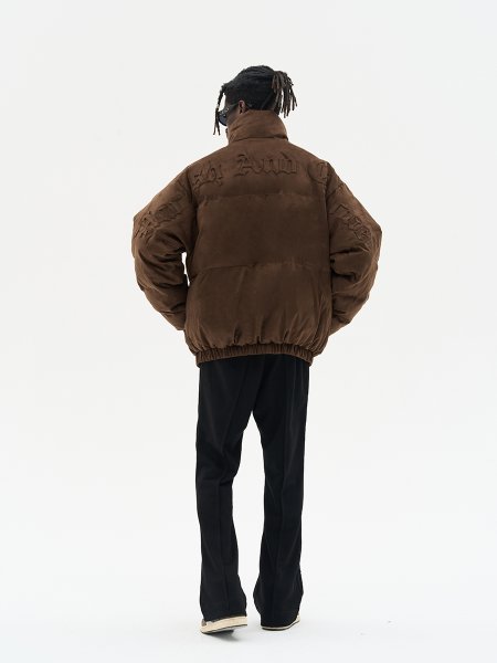 Пуховик HARSHandCRUEL "Gothic Logo" Suede Puffer Jacket