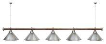 Лампа STARTBILLIARDS 5 пл. (плафоны антик медь,штанга красная,фурнитура золото)