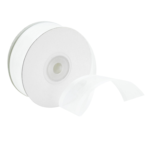 Лента атлас и органза полосы Белый 2,5 см ДБ